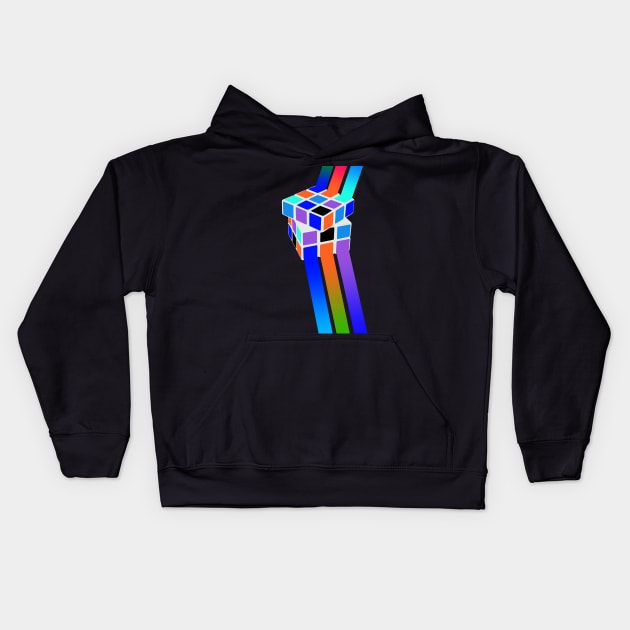 Abstract Colorful Rubik's Cube Kids Hoodie by AlondraHanley